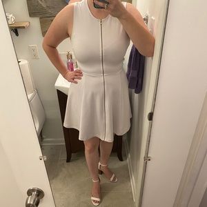 White zip front skater skirt